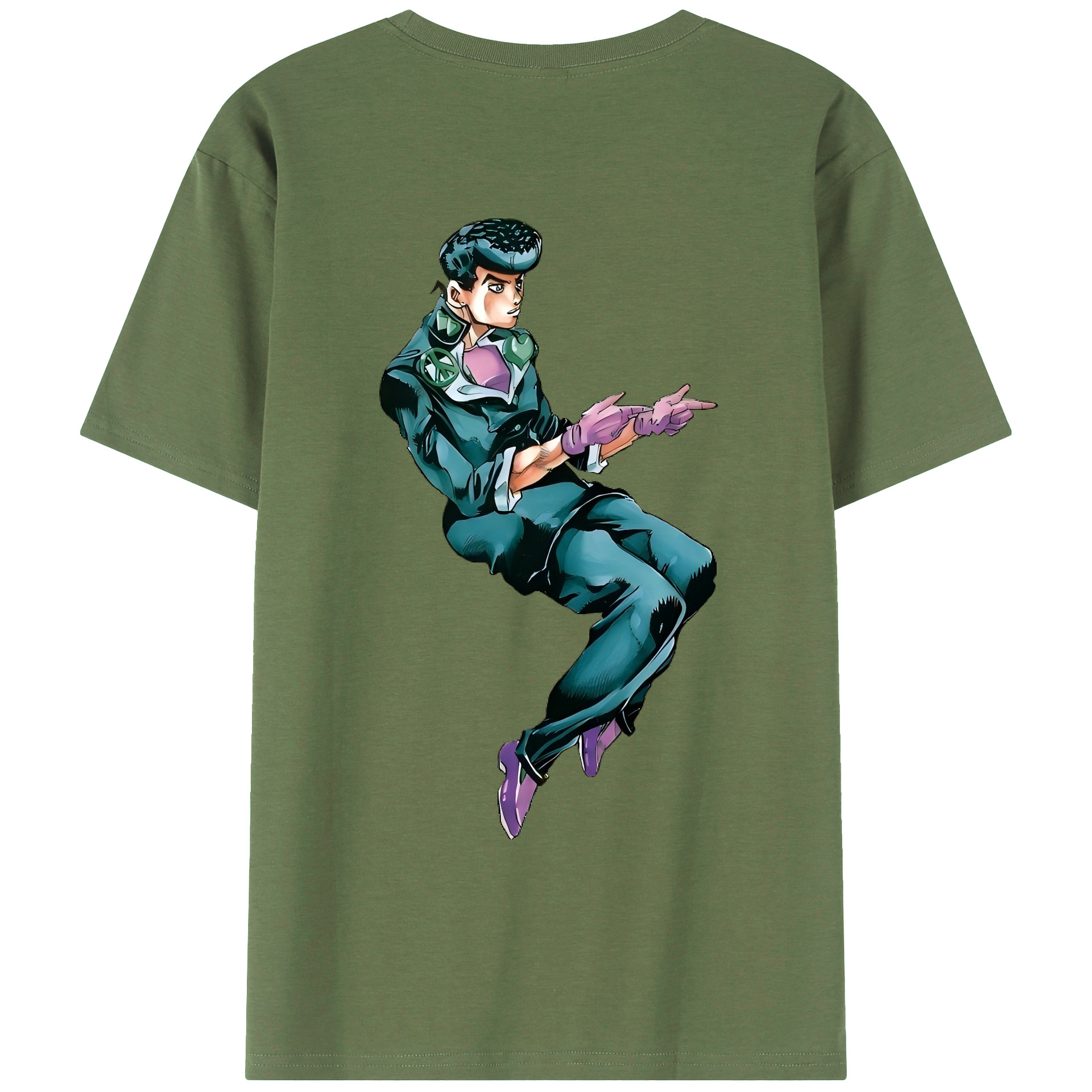 （画像用） ジョジョの奇妙な冒険 ひがしかた じょうすけ JoJo's Bizarre Adventure Higashikata Josuke 綿100％ メンズ半袖Tシャツ（バックプリント） 通気性